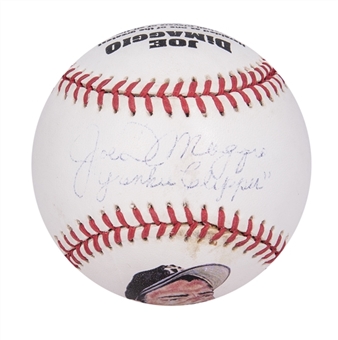 Joe DiMaggio Signed and Inscribed Official League Joe DiMaggio Baseball with "Yankee Clipper" Inscription (Beckett & Yankee Clipper)